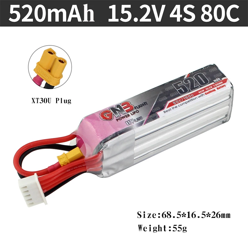 2 шт. Gaoneng GNB 520 мАч 3S/4S 11 4 в/15 в HV Lipo Battery XT30 Plug для Beta75X RC Drone FPV Racing|Детали и аксессуары|