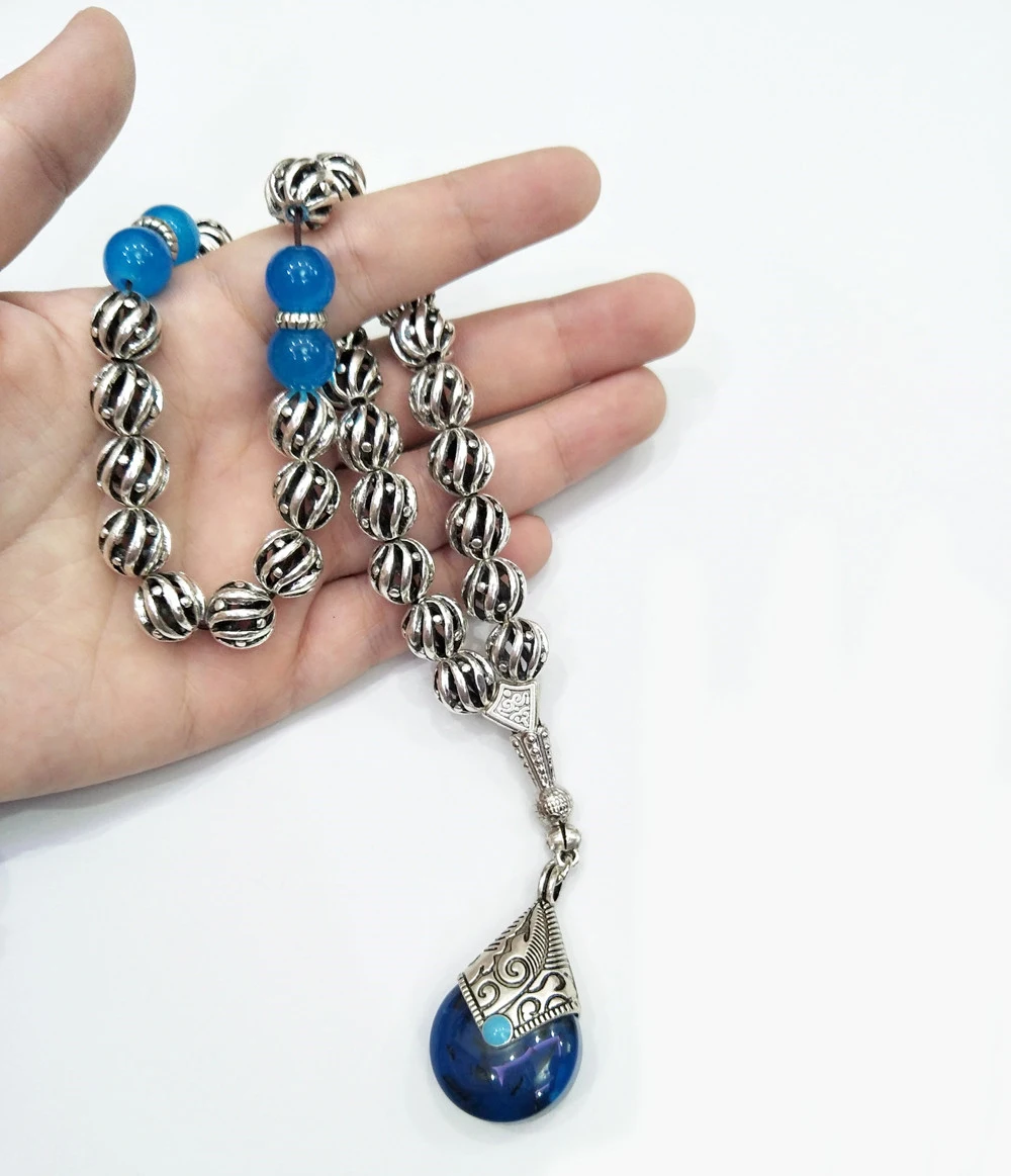 Магазин Tesbih 10 мм посеребренные молитвенные Бусы Tasbih Tasbeeh Subha Misbaha исламский