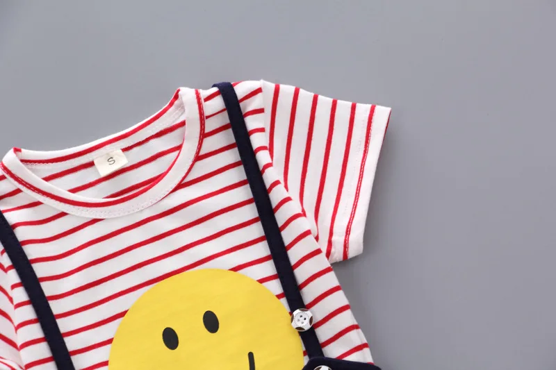 Летний комплект для маленьких девочек футболка в полоску из хлопка и брюки на