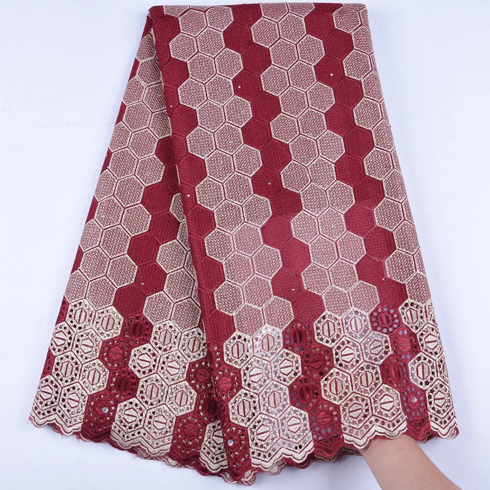 

Latest Design Red Africa 100% Cotton Edge Lace Fabric Nigeria Lace Fabric Female Hot-selling French Lace Fabric