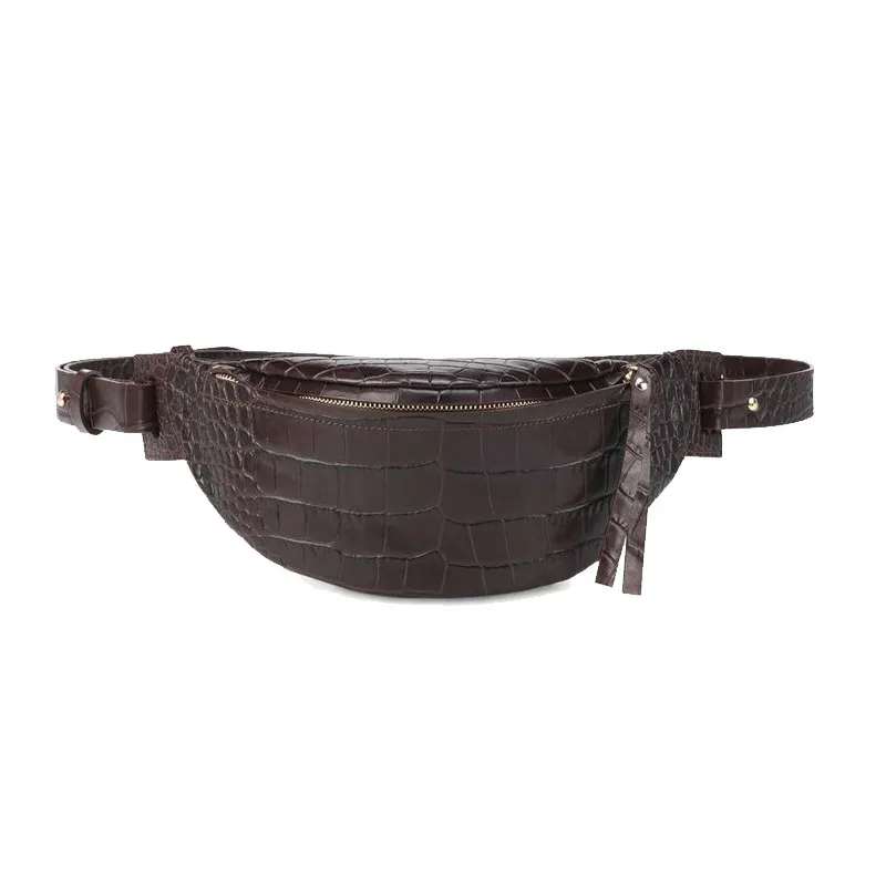 Coffee waist pack Поясная сумка, женская сумка на ремне, кожа аллигатора, женская сумка на молнии, поясная сумка, модная Дорожная сумка на ремне для телефона, B166 - Цвет: Coffee waist pack