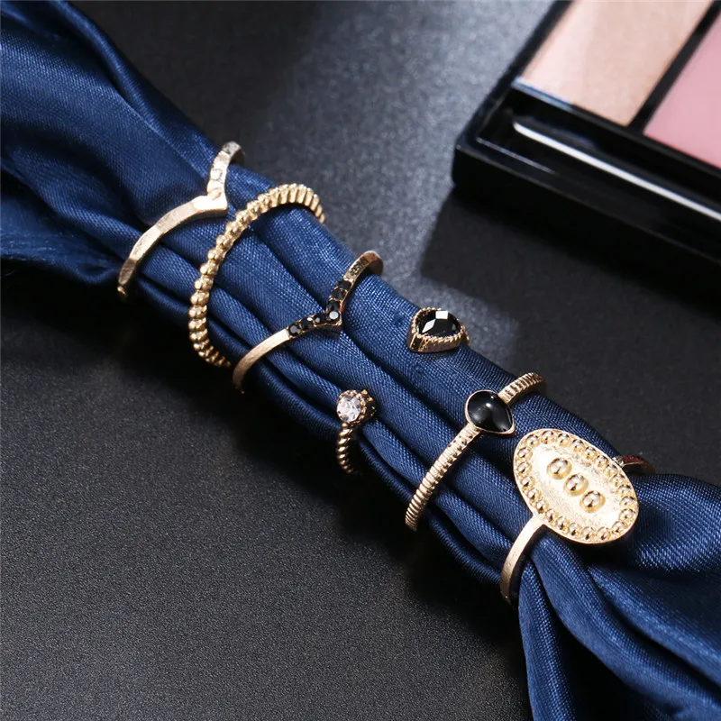 6 шт./компл. модные кольца Богемия Подвеска золотистого цвета Midi палец кольцо