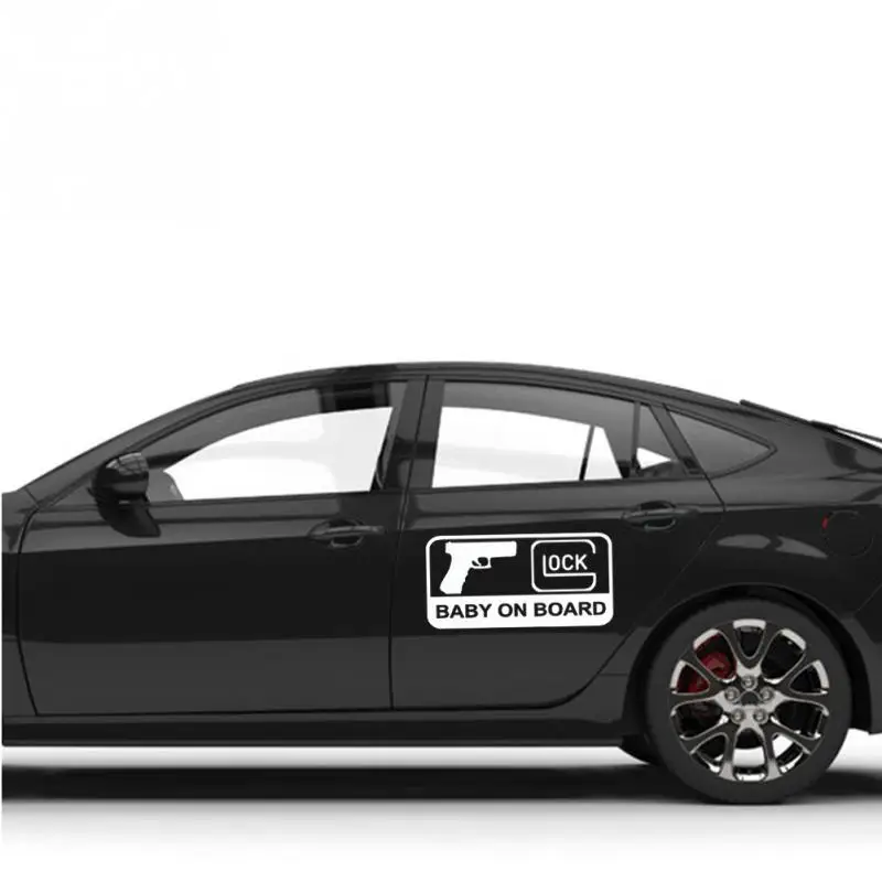 Детский автомобильный виниловый стикер GLOCK черный/серебристый|Наклейки на