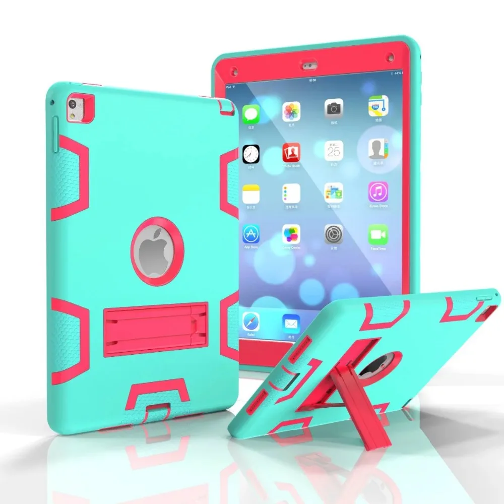 

For ipad pro 9.7 Case 3 in 1 kids safe armor Shockproof Heavy Duty Rubber w/ Hard Stand Case Cover For iPad Air 3 ipad 7 #