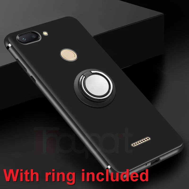 Ring Black Матовый Силиконовый чехол для Xiaomi Redmi 6 Pro 6A случаях магнитное кольцо стенд держатель Мягкая Накладка чехол для Xiaomi Redmi 6A чехол Redmi 6 Pro - Цвет: Ring Black