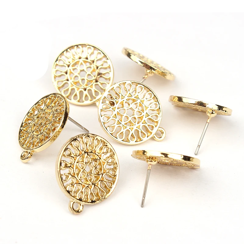 6 шт./лот модные круглые серьги из сплава цинка с цветами разъем для подвески DIY