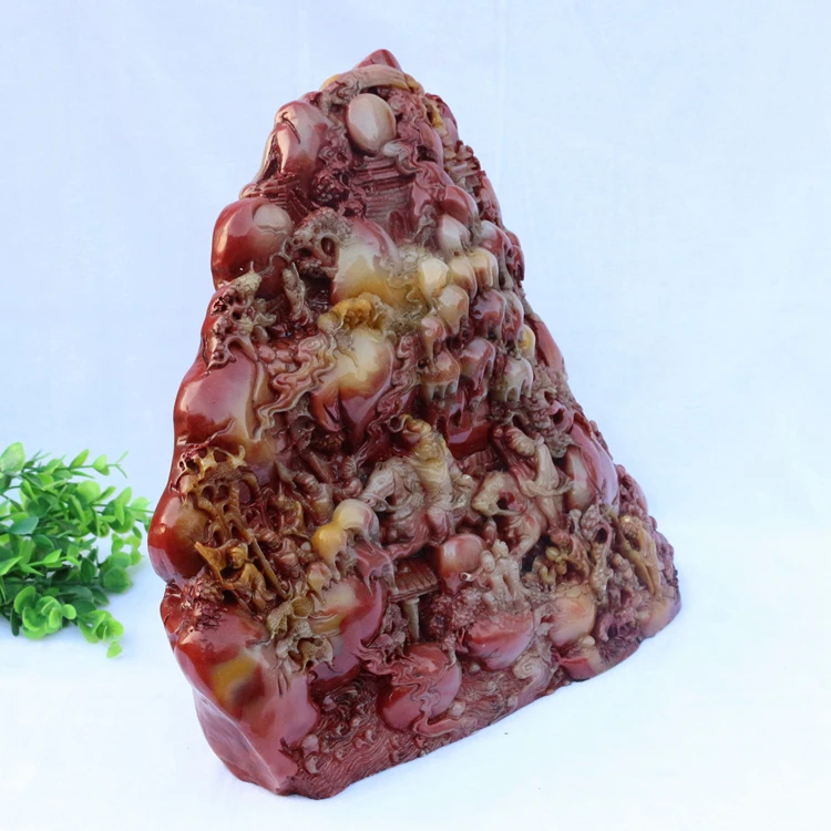 Ручная гравировка работа нефрит резьба пейзаж Лотос камень Shoushan украшения