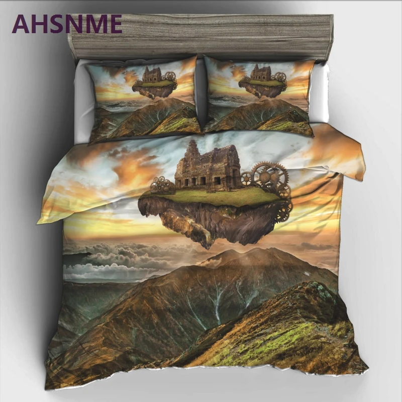 Комплект постельного белья AHSNME 3D с плавающим летающим домом высоким разрешением