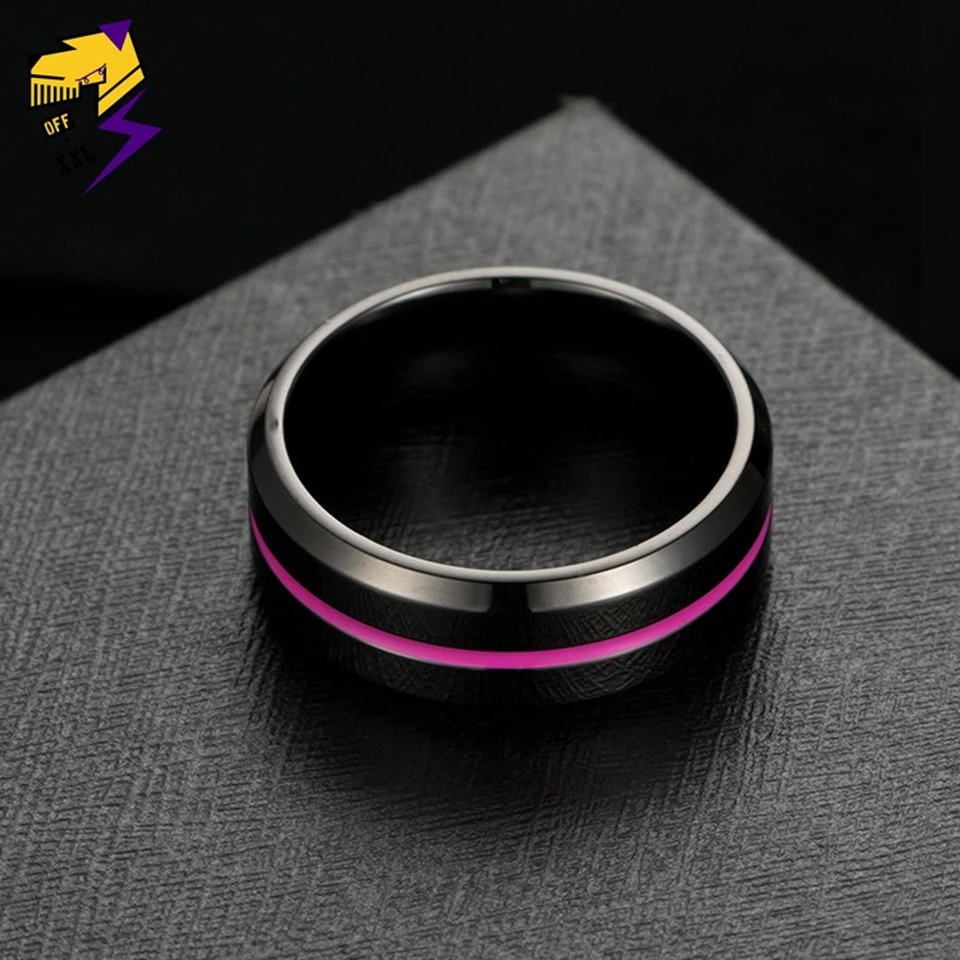 Классические черные мужские обручальные кольца 8 мм из нержавеющей стали тонкие