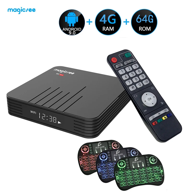 Magicsee N5 Max Amlogic S905X2 Android 9 0 tv BOX 4G 64G 2 4 + 5G двойной Wi Fi Bluetooth 1 Smart Box 4K медиаплеер