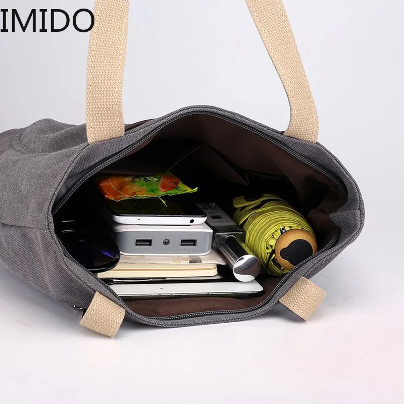 IMIDO повседневные женские холщовые сумки новые большие вместительные однотонные