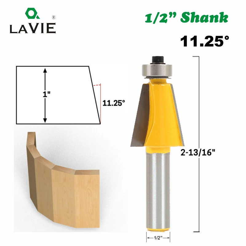 LAVIE 1 шт. 1/" хвостовик 11,25 15 22,5 градусов фаска и коническая фреза для отделки кромки бит две флейты деревообрабатывающие фрезерные режущие биты MC03062 - Длина режущей кромки: 11.25 Degree