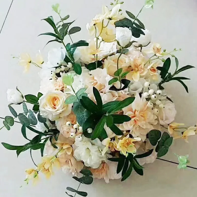 B2 35cm Сделай Сам, оливковый стол, украшения для стола, искусственный цветок, пион, роза, шар, фон, Свадебный декор, дорога, свинцовая стена, отель, вечерние, шелковые цветы - Цвет: B2 35cm