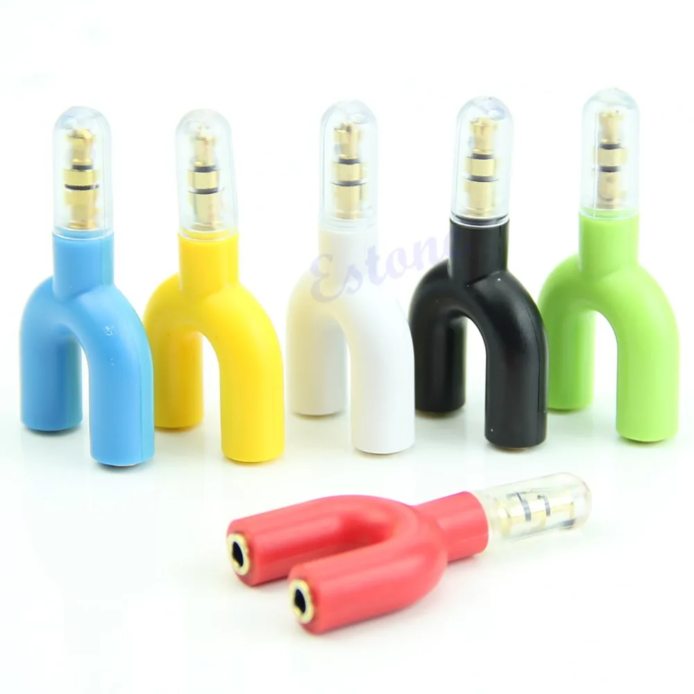 

1 шт. 3,5 мм штекер 2 Женский u-образный стерео аудио разветвитель для наушников адаптер