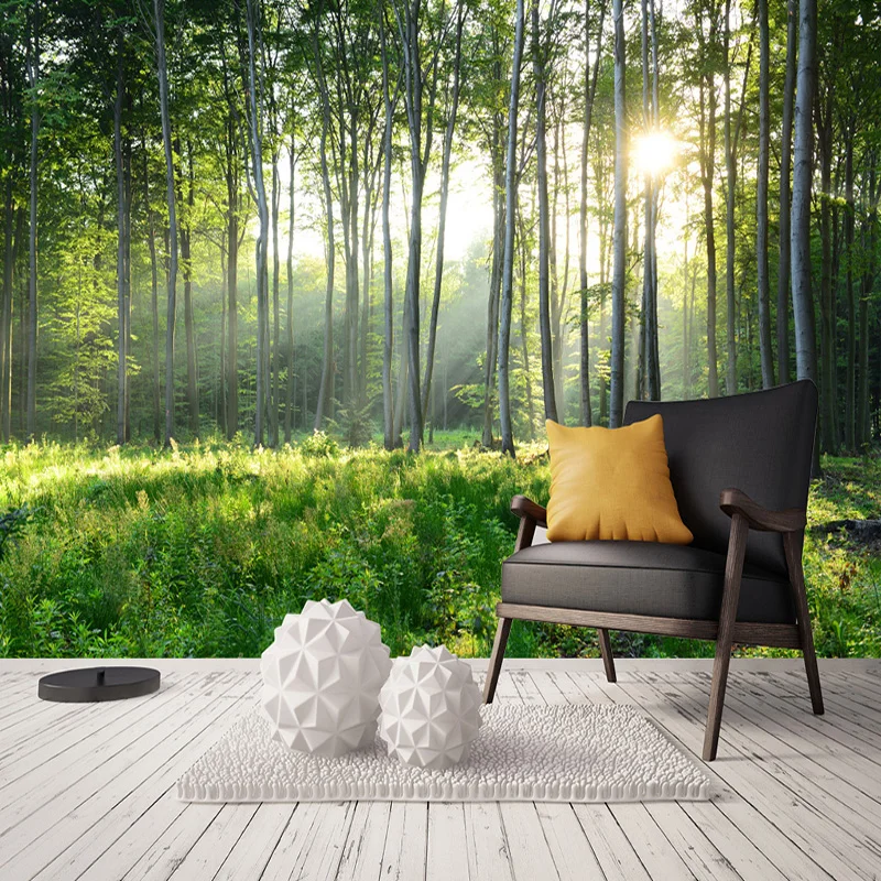 Пользовательские фото обои 3D зеленый лес природа пейзаж большие фрески гостиной диван спальня Современная Настенная живопись Домашний декор