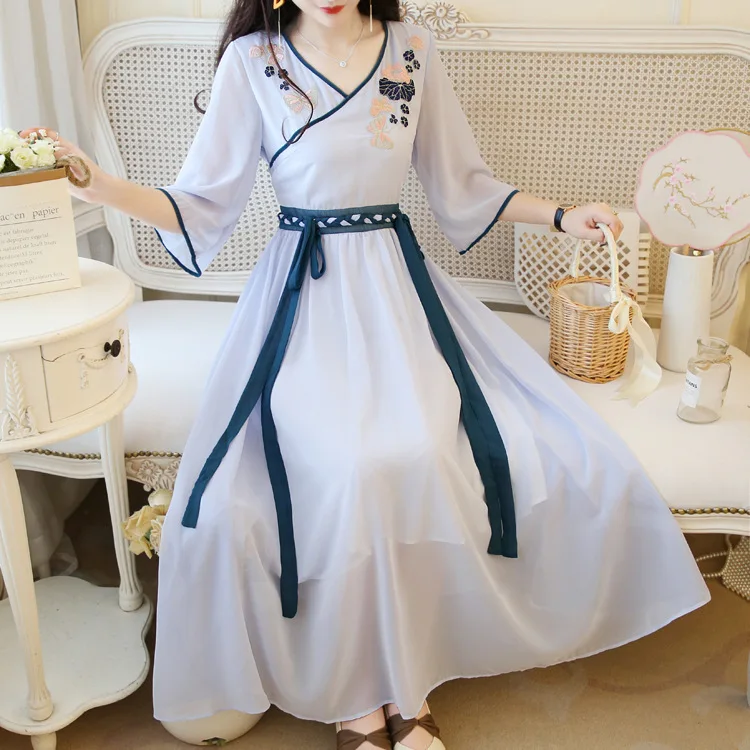 Традиционное китайское платье женское длинное феи в китайском стиле лето 2019