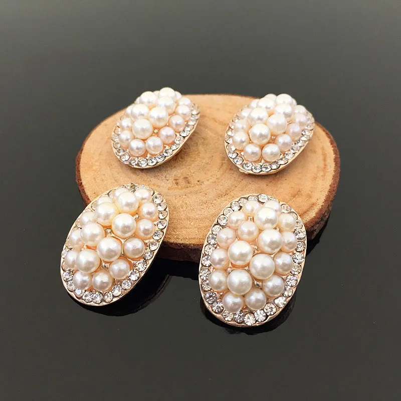 Новинка 50 шт. эллипс овальная жемчужная дуга стразы пуговицы с плоским