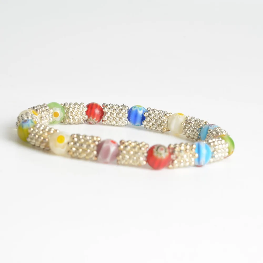 Круглый браслет с одним цветком из стекла модный романтичный разных цветов