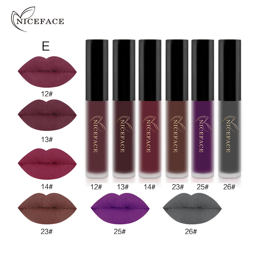 Niceface 6 цветов бренд Batom матовый блеск для губ Длительное Действие Красный бархат