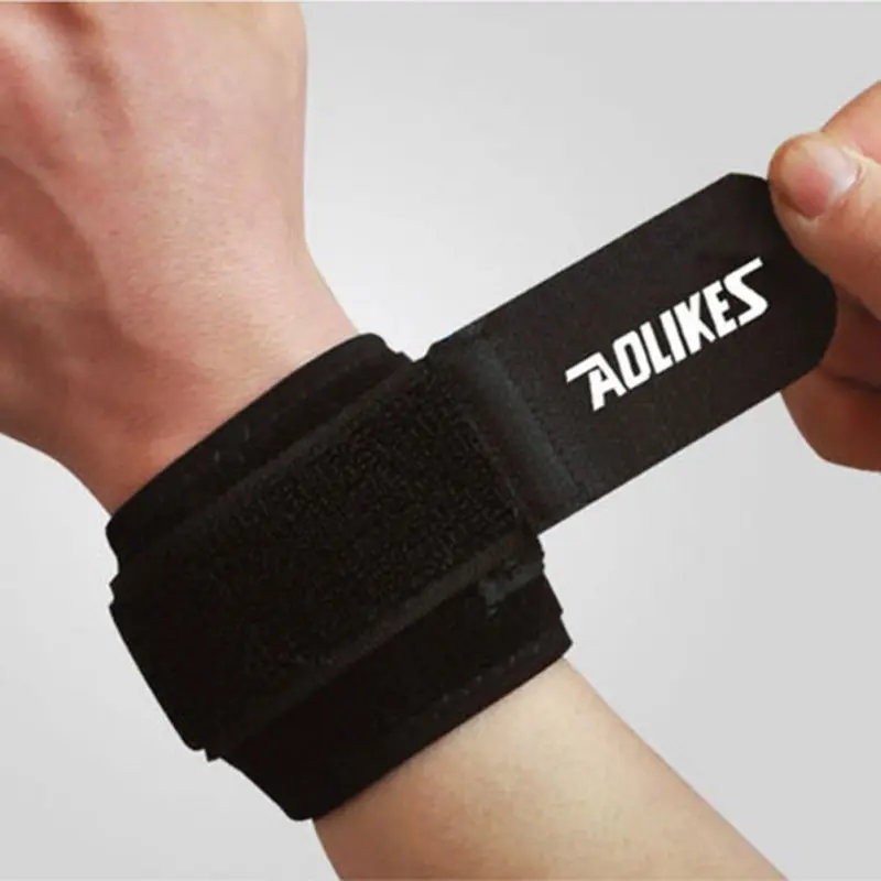 Черный Aolikes, 1 шт., спортивный браслет, для спортзала, на запястье, с поддержкой большого пальца, ремни, повязки, бинты, фитнес-тренировки, безопасные повязки на руку - Цвет: Черный