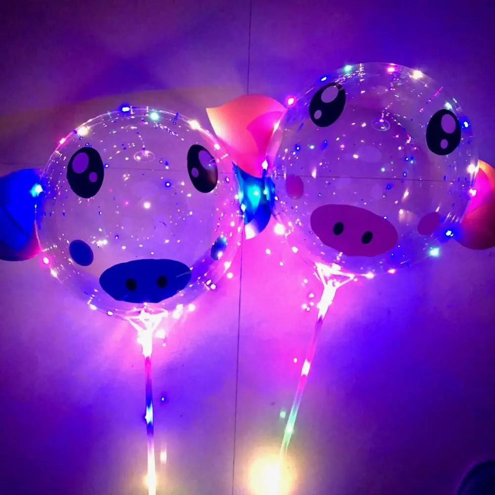 

10pcs Led Ballon light Party BoBo led balloon pig birthday party decorations kids helium to inflate balloons transparent