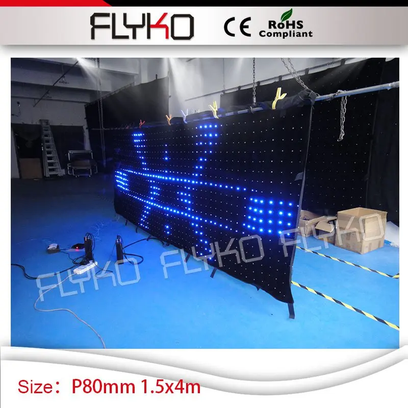 P80mm dj палатка led Прокат видения экран гибкий Крытый видео занавес 1 5 м на 4 м|video