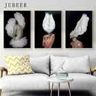 Абстрактная Картина на холсте с перьями и цветами, художественные принты для гостиной, сексуальная женщина, настенные картины, украшение для дома