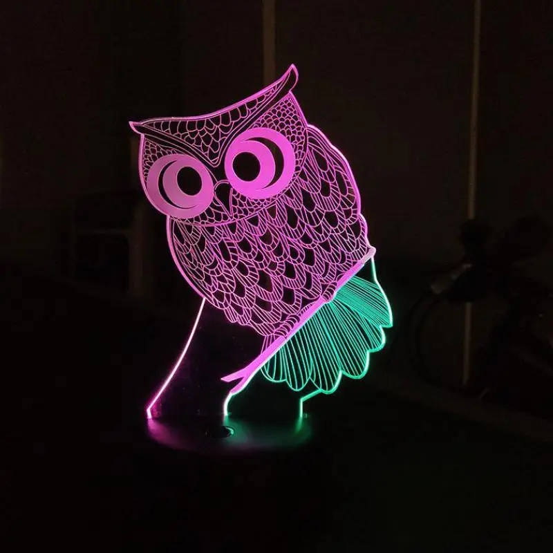 

Owl Touch Switch 3d Lamp Creative Colorful Touch Charging Led Visual Lamp Gift Atmosphere Table Owl Led Night Light