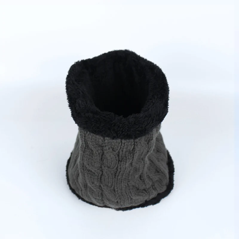 Ring Gray Зимние шапочки Для женщин Для мужчин модные однотонные внутри толстый теплый трикотаж зимняя шапка Кепки шарф наборы Skullies капот шарф комплекты - Цвет: Ring Gray