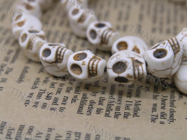 

FREE SHIPPING 120PCS White Skull Howlite Turquoise Loose Beads Fit Jewelry Making DIY 9mm*7mm*9mm