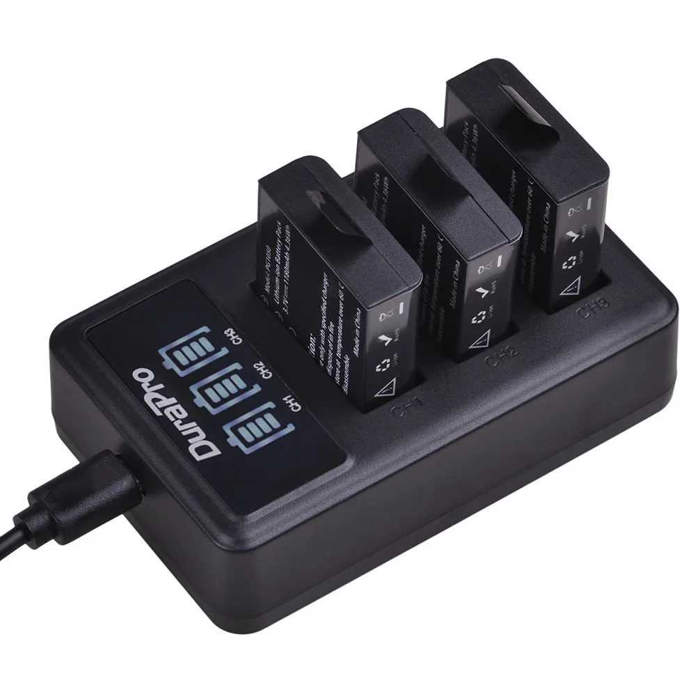 3 шт. 1180 мАч литий-ионный аккумулятор для камеры PG1050+ светодиодный USB двойное зарядное устройство для спортивной экшн-камеры SJCAM, eken H9 H9R H3 H3R H8PRO H8R H8