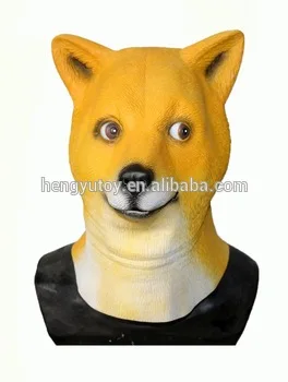 Забавный голова doge 3D латексная маска для косплея Хеллоуин костюм бог собака