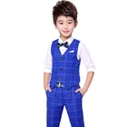 Весенний Деловой жилет с цветочным рисунком для мальчиков, брюки костюмы из 2 предметов нарядная одежда для мальчиков на свадьбу Детские платья-смокинги детская одежда