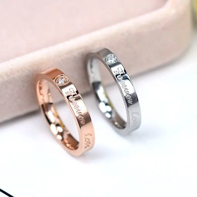 Обручальное кольцо love forever из нержавеющей стали с цирконом|Обручальные кольца| |