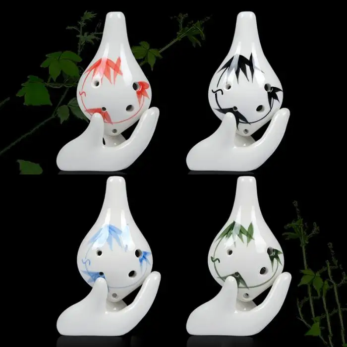 Горячая ocarina 6 отверстий бамбуковые листья шаблон AC ключ Музыкальный инструмент для начинающих обучения