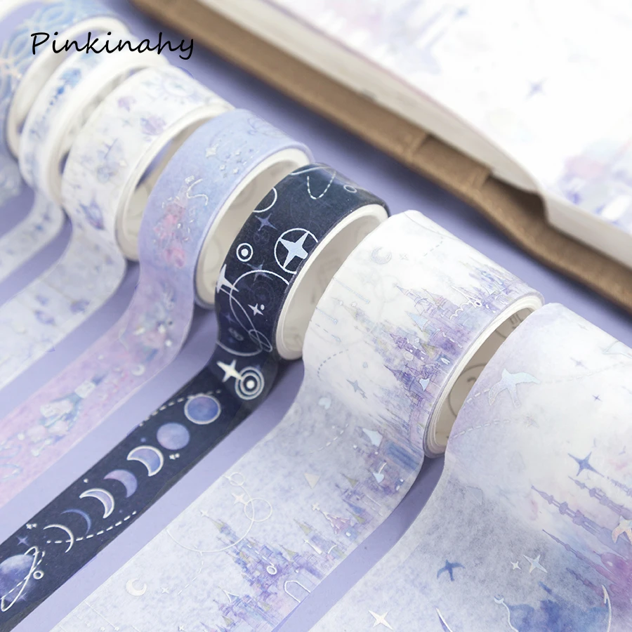 8 pcs Dream Series Laser Washi Tape Set Scrapbook DIY Japanese Masking School Stationery Store Bullet Journal supplies | Канцтовары для