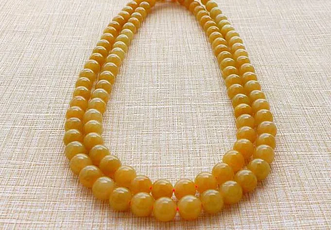 wonderful and expensive Grade A 100% Natural huanglongyu 108 jade beads necklace free shipping | Украшения и аксессуары
