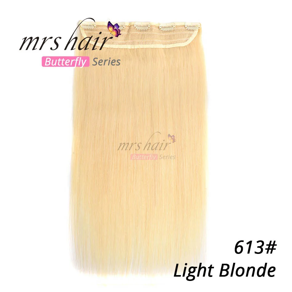 #613 MRS HAIR на заколках, человеческие волосы для наращивания, прямые, 1" 18" 2", натуральные волосы на заколках, 9 цветов,, светлые волосы - Цвет: #613