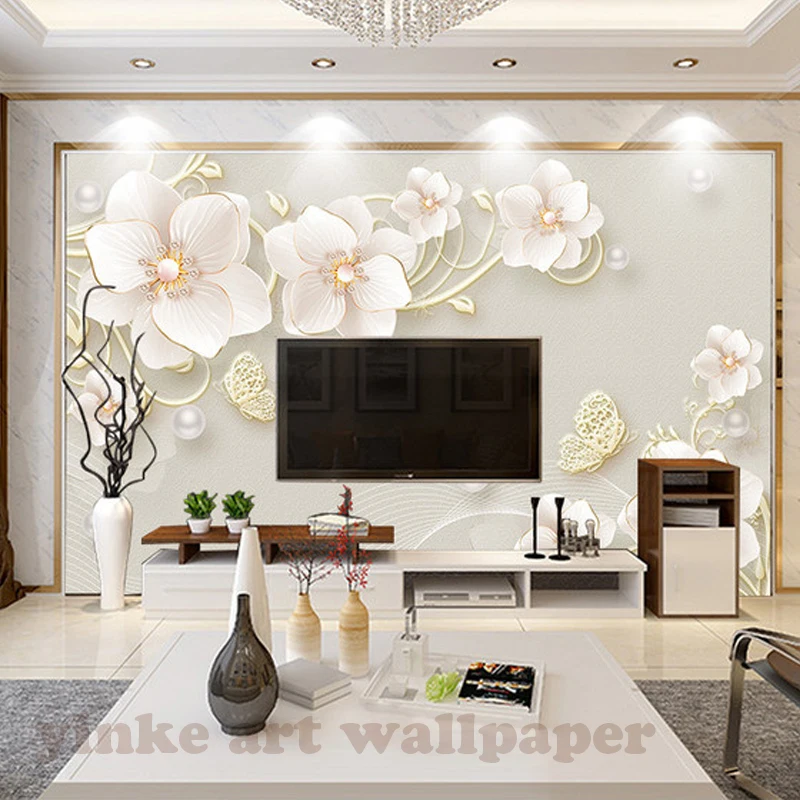 3D Wallpaper relief jewelry flower Photo Wall Mural Living Room Dining Backdrop Paper Modern Home Decor Frescoes | Обустройство дома