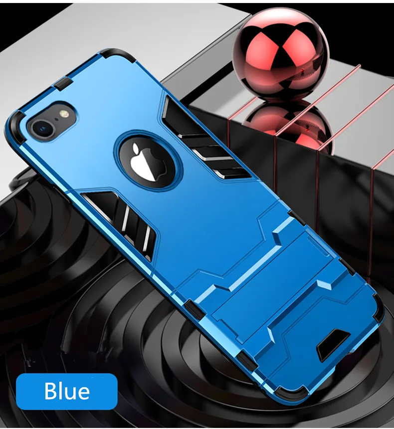 blue Для iphone 6 Чехол-гибрид Железный человек защитный ударопрочный жесткий чехол-подставка для iphone 7 6s 8 plus и iphone x xr xs max 5 s se - Цвет: blue