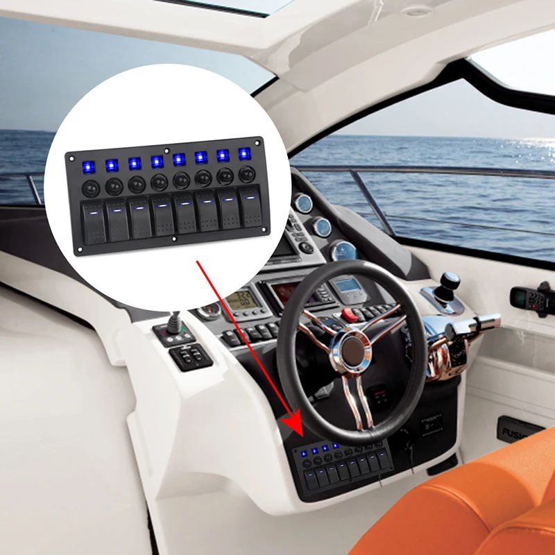 Водонепроницаемая 5-контактная панель переключателя для Jeep Switch Panel 8 Gang 12V 20A 24V 10A