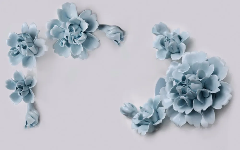 New Custom 3D Beautiful Printed Curtain Jade Carving Blue Flower Blackout Shade Window Curtains Living Room | Дом и сад