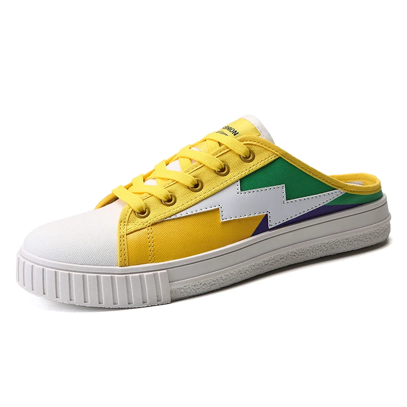 Мужская Летняя Повседневная обувь модная парусиновая черного белого желтого