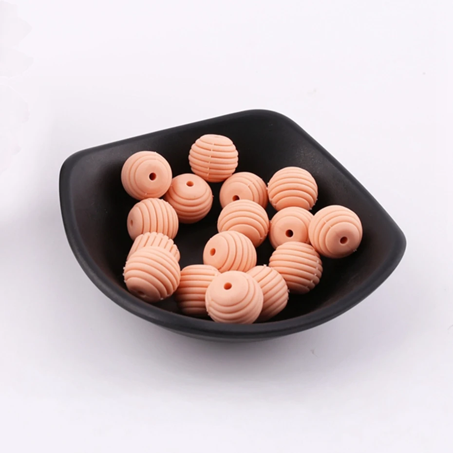 Bite Bites 10pcs Colorful 15mm Chewable Beads Silicone Thread Organic Baby Teether Teething Jewelry | Мать и ребенок