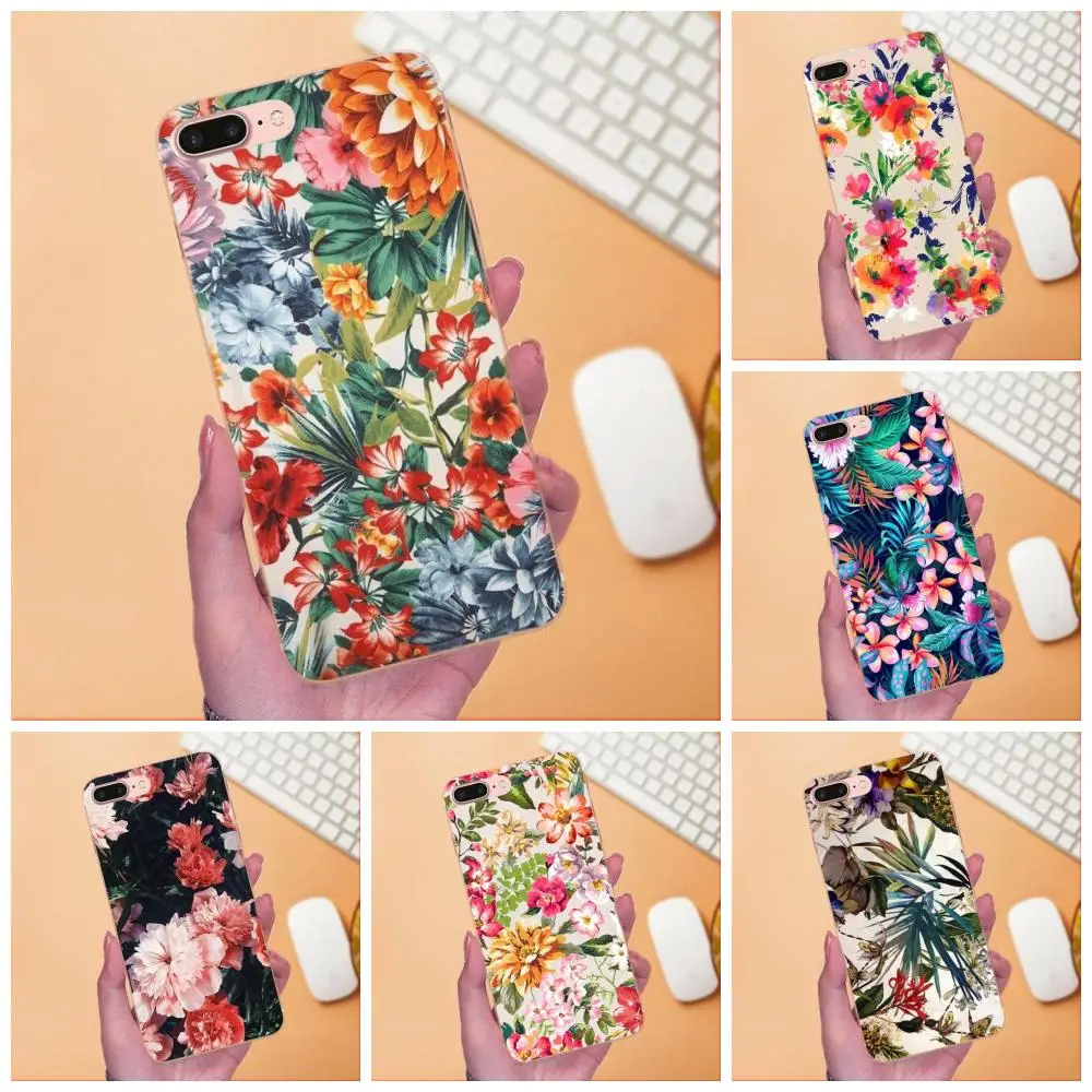 Мягкий чехол из ТПУ с цветными листьями для Sony Xperia Z Z1 Z2 Z3 Z4 Z5 compact Mini M2 M4 M5 T3 E3 E5 XA XA1 XZ