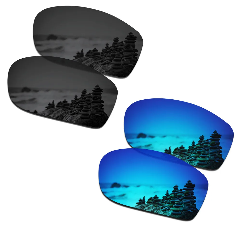 

SmartVLT 2 Pairs Polarized Sunglasses Replacement Lenses for Oakley Fives Squared Stealth Black and Ice Blue