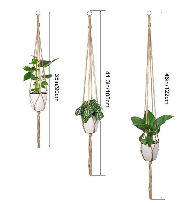 Plant Hanger Flower Pot Handmade Knitting Plant Holder Hanging Basket + Hook for Indoor Outdoor Home Garden Balcony Decoration