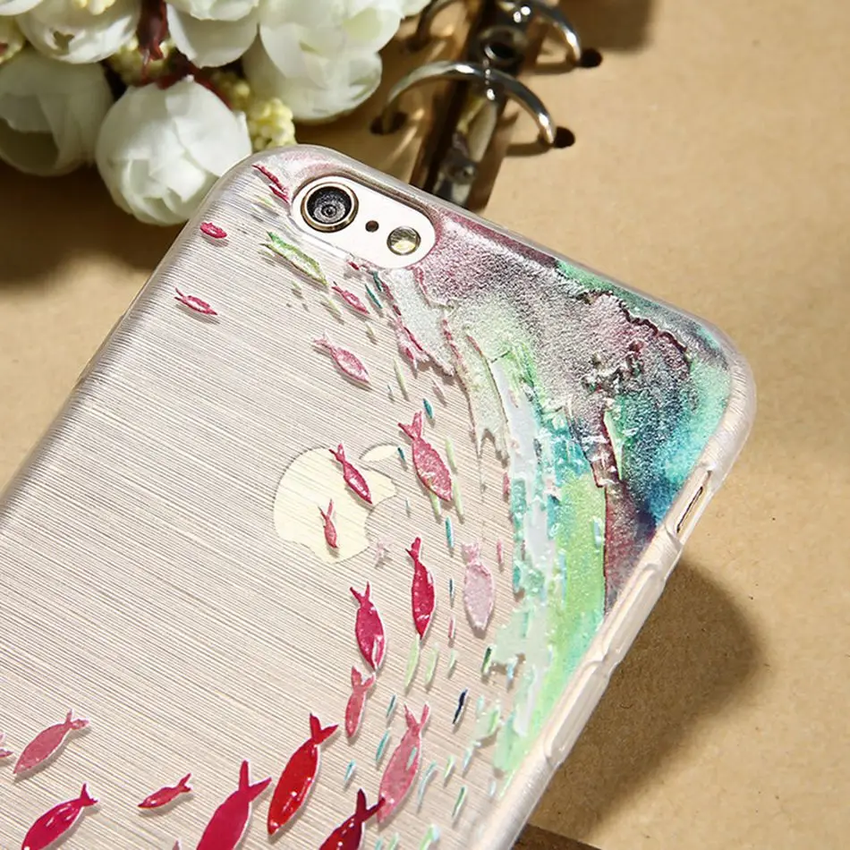 Caseier рыба Русалка чехол для телефона iPhone 6 6s Plus 7 8 Plus 3D рельеф мягкий силиконовый Чехол для iPhone 5 5S SE x принципиально capinha