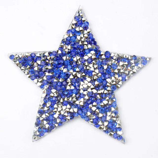 8cm silver and blue 10 шт./лот Горячая фиксация аппликация Стразы мотивы звезда кристалл стразы камни теплопередача железа на Diy Patche для одежда, сумки, обувь - Цвет: 8cm silver and blue