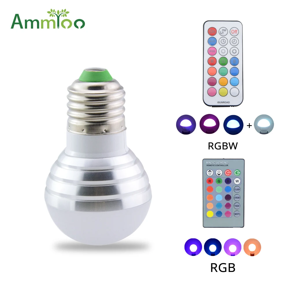 Светодиодный сценический светильник AmmToo E27 E14 RGB лампа 110 В 120 220 RGBW цветной